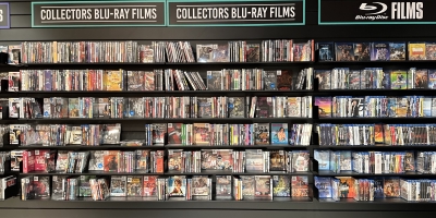 A shelf in the new HMV Shop in Brussels